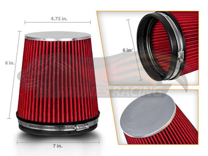 RED 6" 152mm SHORT Truck Cone Air Filter | Rtunes Racing | AFS6R