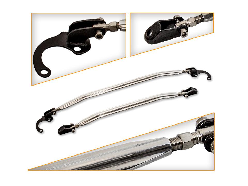 Upper Lower Strut Bar For 1992-1995 Honda Civic All Models FRONT ONLY (2 pcs) EXCEPT DX | Rtunes Racing | BAR-9295-FRONT2PCS