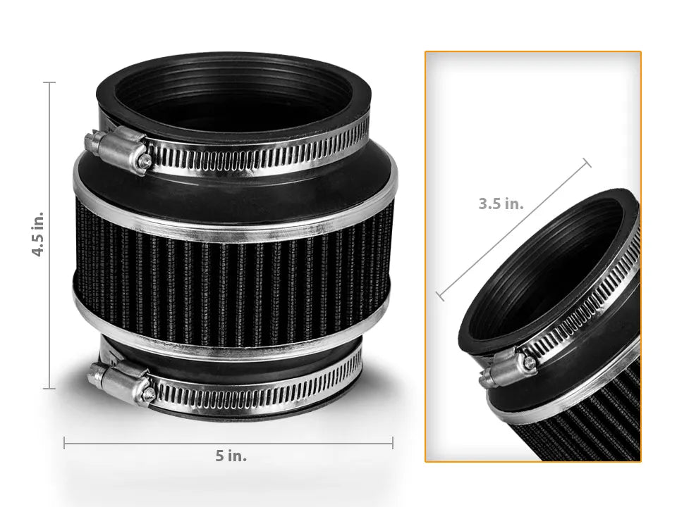 BLACK 3.5" Inches (89mm) Bypass Valve Filter BY35CK