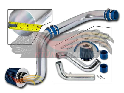 Blue CI-AC-02 cold air intake kit with Rtunes Racing branding and included components