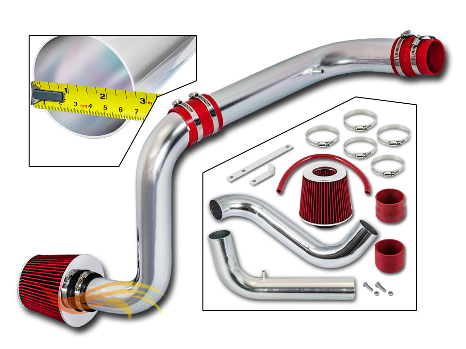 Parts included in the red CI-AC-02 cold air intake kit for 1994-2001 Acura Integra LS/RS/GS 1.8 – Rtunes Racing