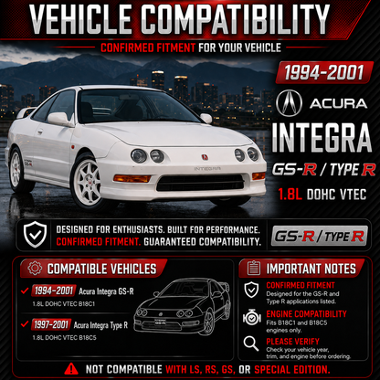 CI-AC-03 vehicle compatibility: 1994-2001 Acura Integra GS-R B18C1 and Type R B18C5