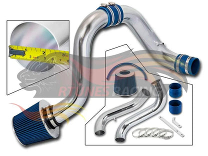 Blue CI-AC-03 cold air intake kit with Rtunes Racing branding and included components