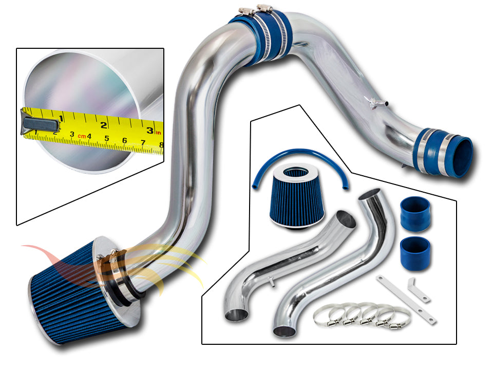 Parts included in the blue CI-AC-03 cold air intake kit for 1994-2001 Acura Integra GSR/Type R – Rtunes Racing