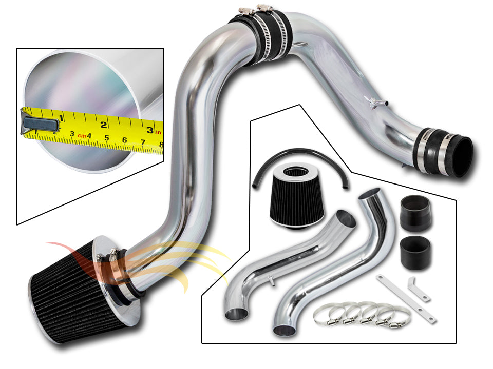 Parts included in the black CI-AC-03 cold air intake kit for 1994-2001 Acura Integra GSR/Type R – Rtunes Racing