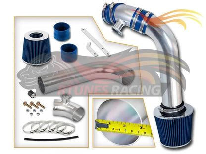 Blue CI-BM-01 cold air intake kit with Rtunes Racing branding and included components