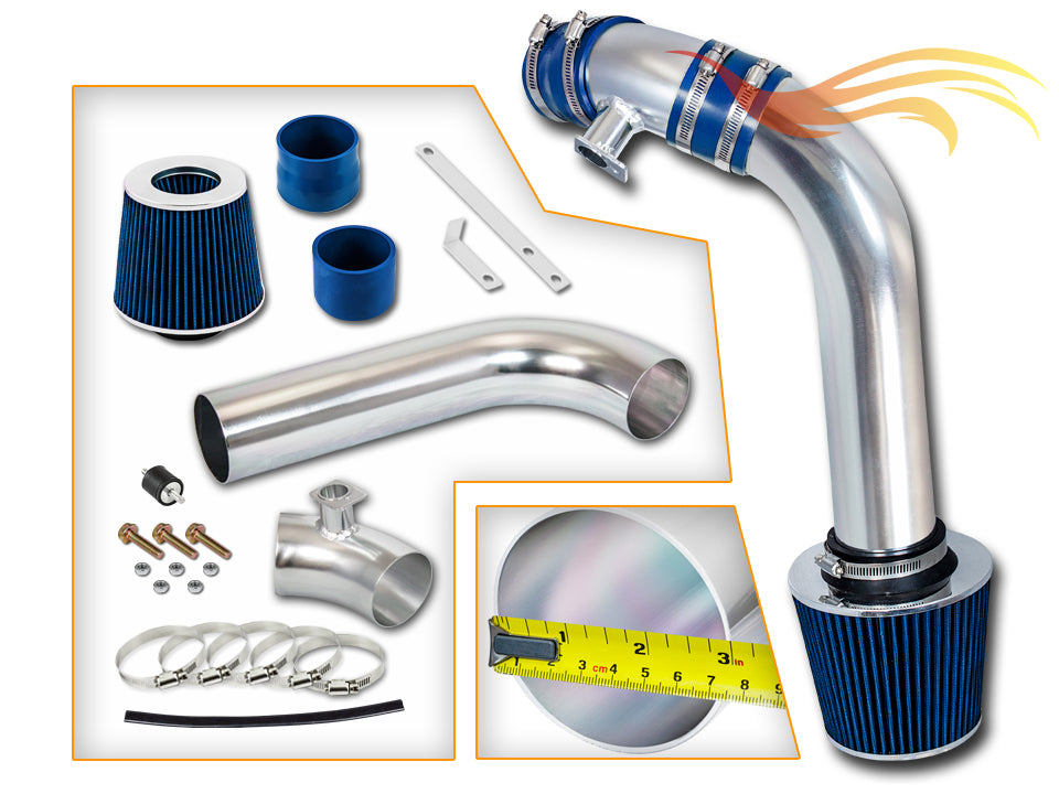 Parts included in the blue CI-BM-01 cold air intake kit for 1992-1998 BMW E36 3-Series I6 – Rtunes Racing