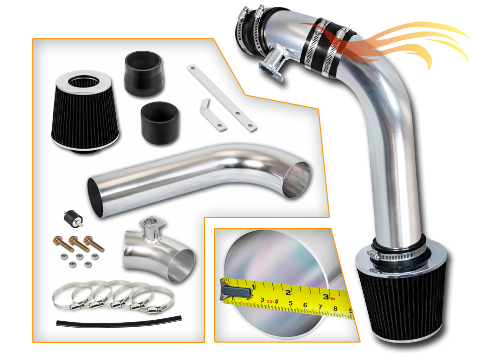 Parts included in the black CI-BM-01 cold air intake kit for 1992-1998 BMW E36 3-Series I6 – Rtunes Racing