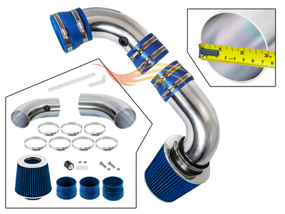 Parts included in the blue CI-CH-02 cold air intake kit for 1996-2005 Chevy S10, Blazer, GMC Sonoma, Jimmy 4.3L – Rtunes Racing