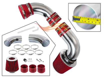 Parts included in the red CI-CH-02 cold air intake kit for 1996-2005 Chevy S10, Blazer, GMC Sonoma, Jimmy 4.3L – Rtunes Racing