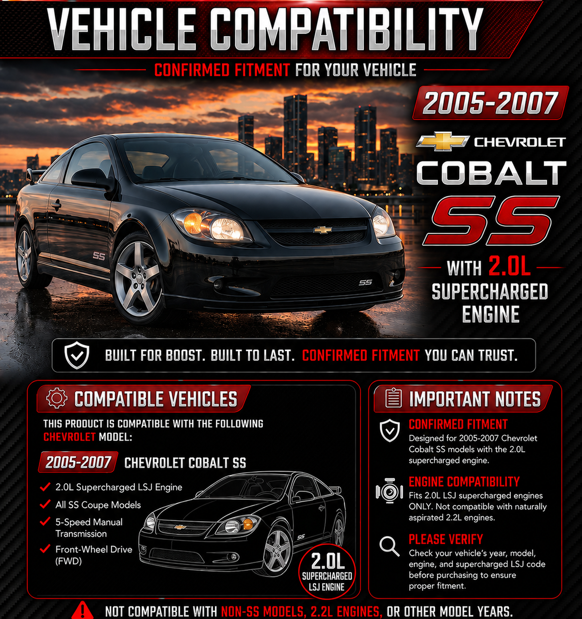CI-CH-03 Cobalt SS 2.0L supercharged LSJ vehicle compatibility