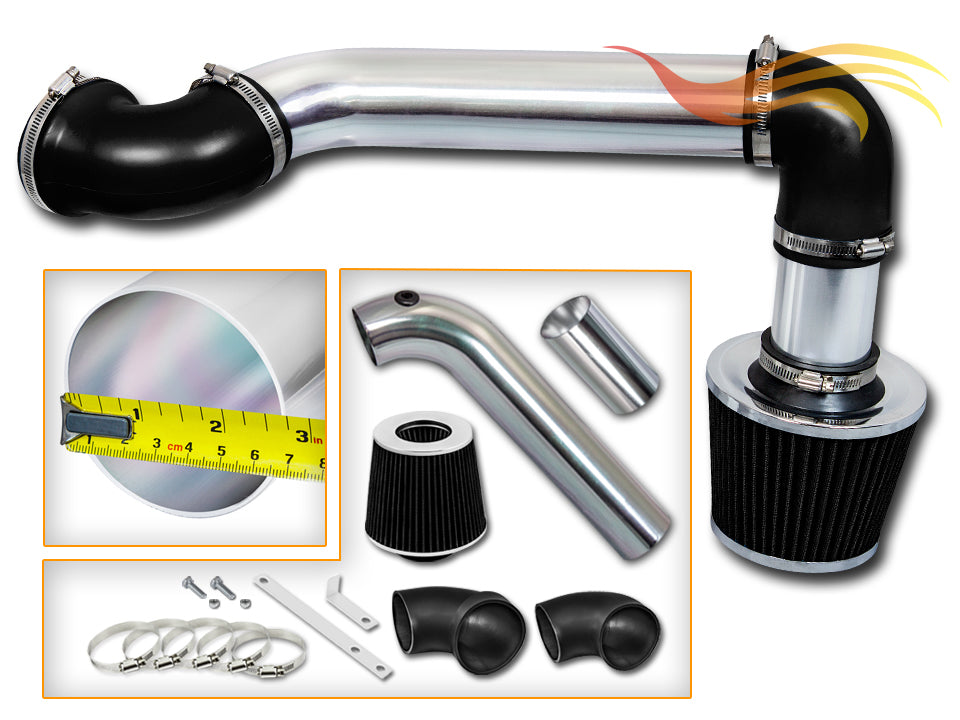 Parts included in the black CI-CH-04 cold air intake kit for 1995-1997 Chevy Camaro, Pontiac Firebird 3.8L V6 – Rtunes Racing