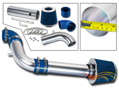 Parts included in the blue CI-CH-05 cold air intake kit for 1997-2003 Chevy S10, GMC Sonoma 2.2L – Rtunes Racing