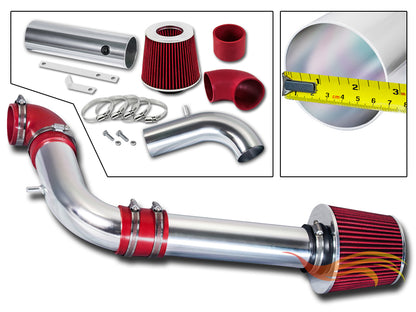 Parts included in the red CI-CH-05 cold air intake kit for 1997-2003 Chevy S10, GMC Sonoma 2.2L – Rtunes Racing