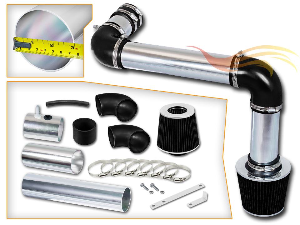 Parts included in the black CI-CH-07 cold air intake kit for 1993-1995 Chevy Camaro/Firebird 3.4 V6 – Rtunes Racing