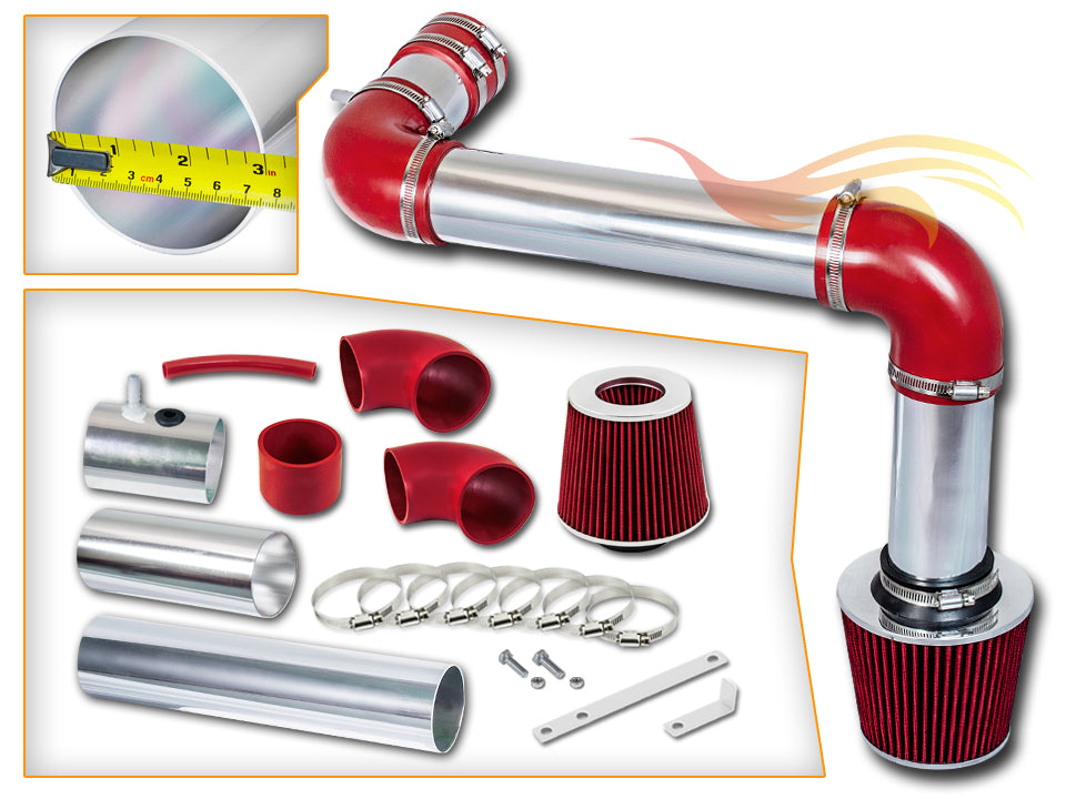 Parts included in the red CI-CH-07 cold air intake kit for 1993-1995 Chevy Camaro/Firebird 3.4 V6 – Rtunes Racing