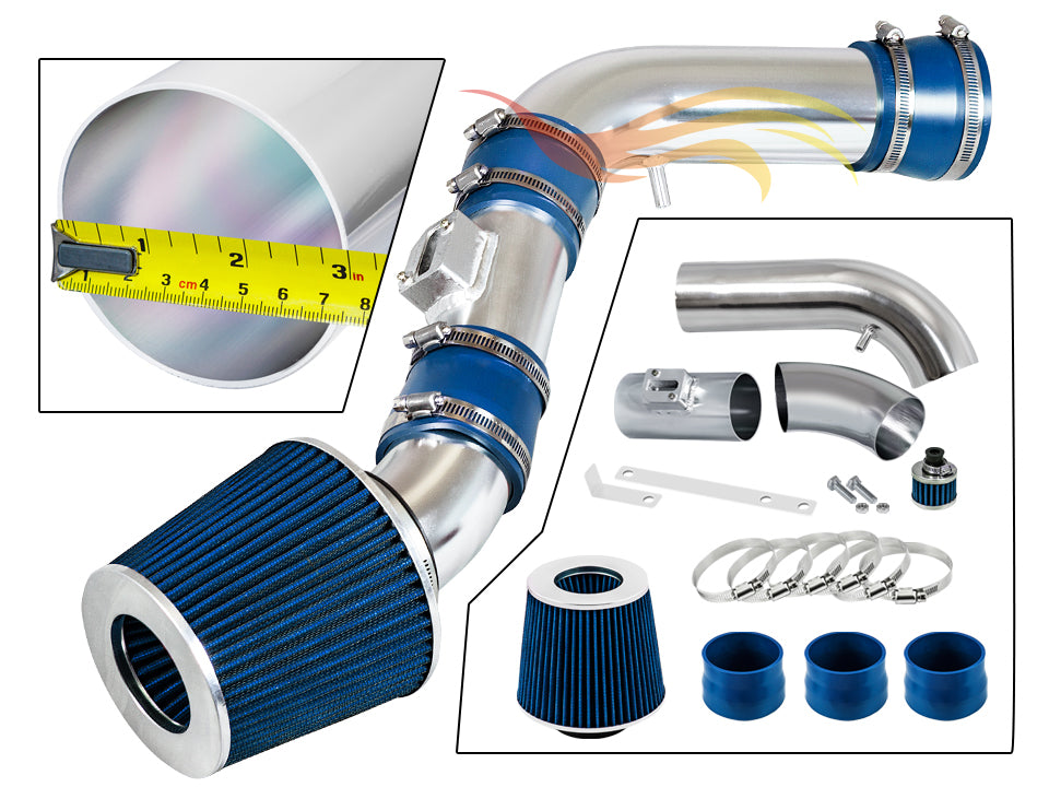 Parts included in the blue CI-CH-11 cold air intake kit for 2007-2012 Chevy Canyon/Colorado/H3/H3T 3.7 – Rtunes Racing