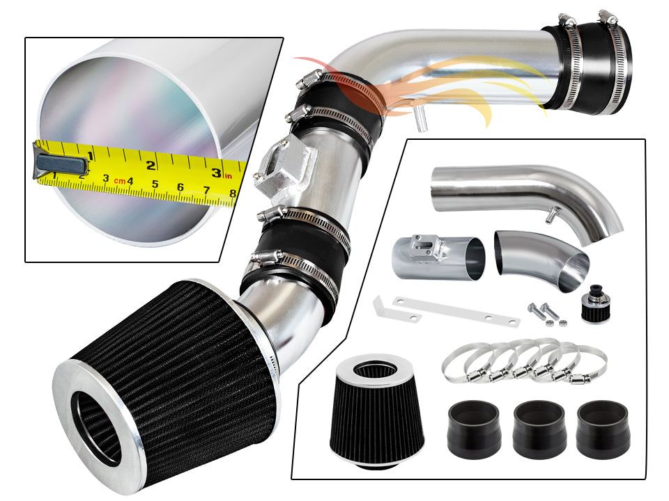 Parts included in the black CI-CH-11 cold air intake kit for 2007-2012 Chevy Canyon/Colorado/H3/H3T 3.7 – Rtunes Racing