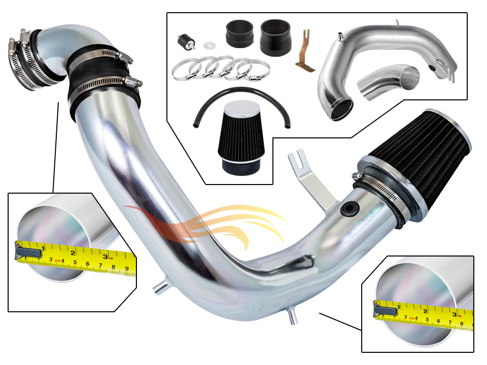 Parts included in the black CI-DG-04 cold air intake kit for 2003-2005 Dodge Neon Srt-4 2.4L – Rtunes Racing