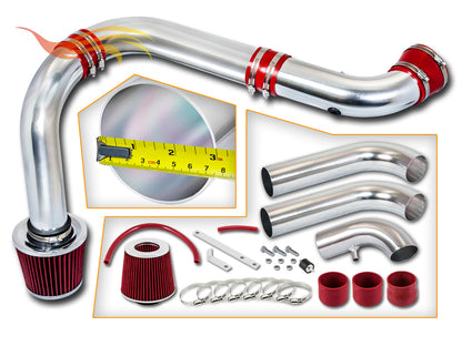 Parts included in the red CI-DG-07 cold air intake kit for 2003-2008 Ram 1500 2500 3500 5.7L V8 – Rtunes Racing