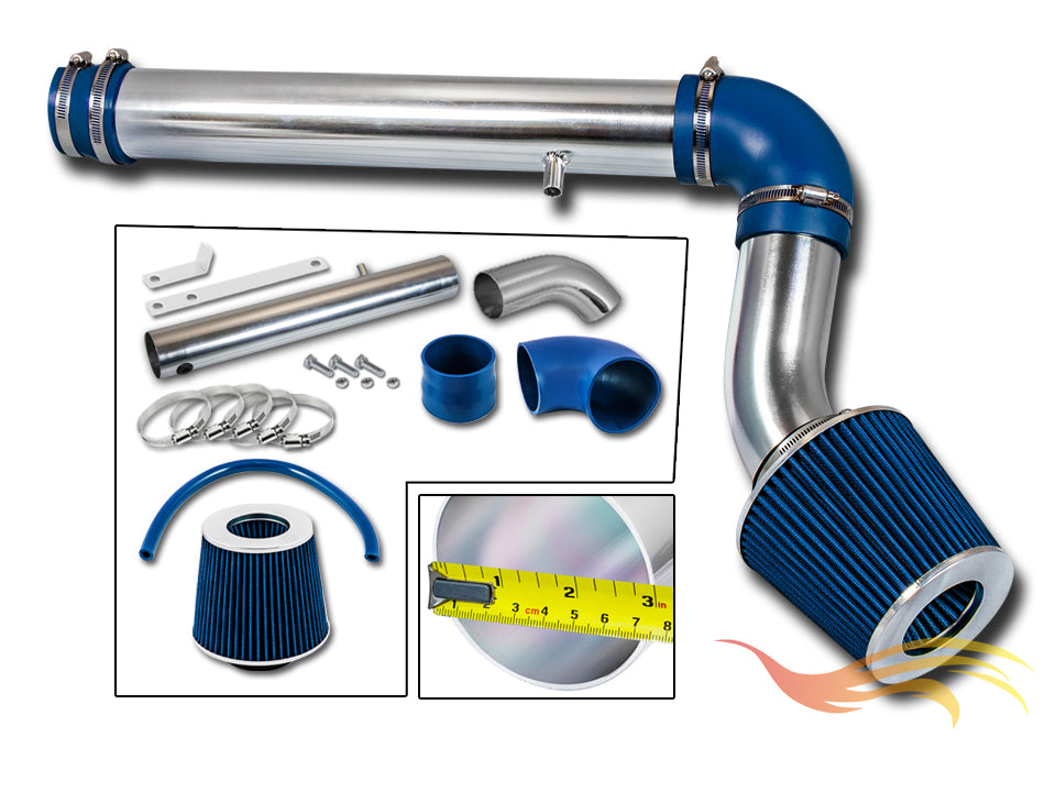 Parts included in the blue CI-DG-11 cold air intake kit for 2005-2010 Dodge Magnum/Charger/300 2.7L ONLY – Rtunes Racing