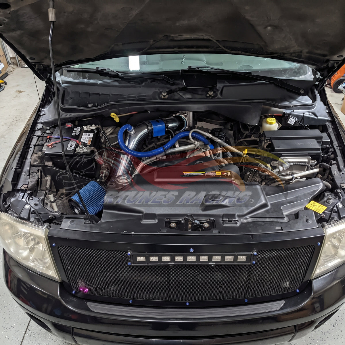 Rtunes Racing CI-DG-12 cold air intake installed in engine bay
