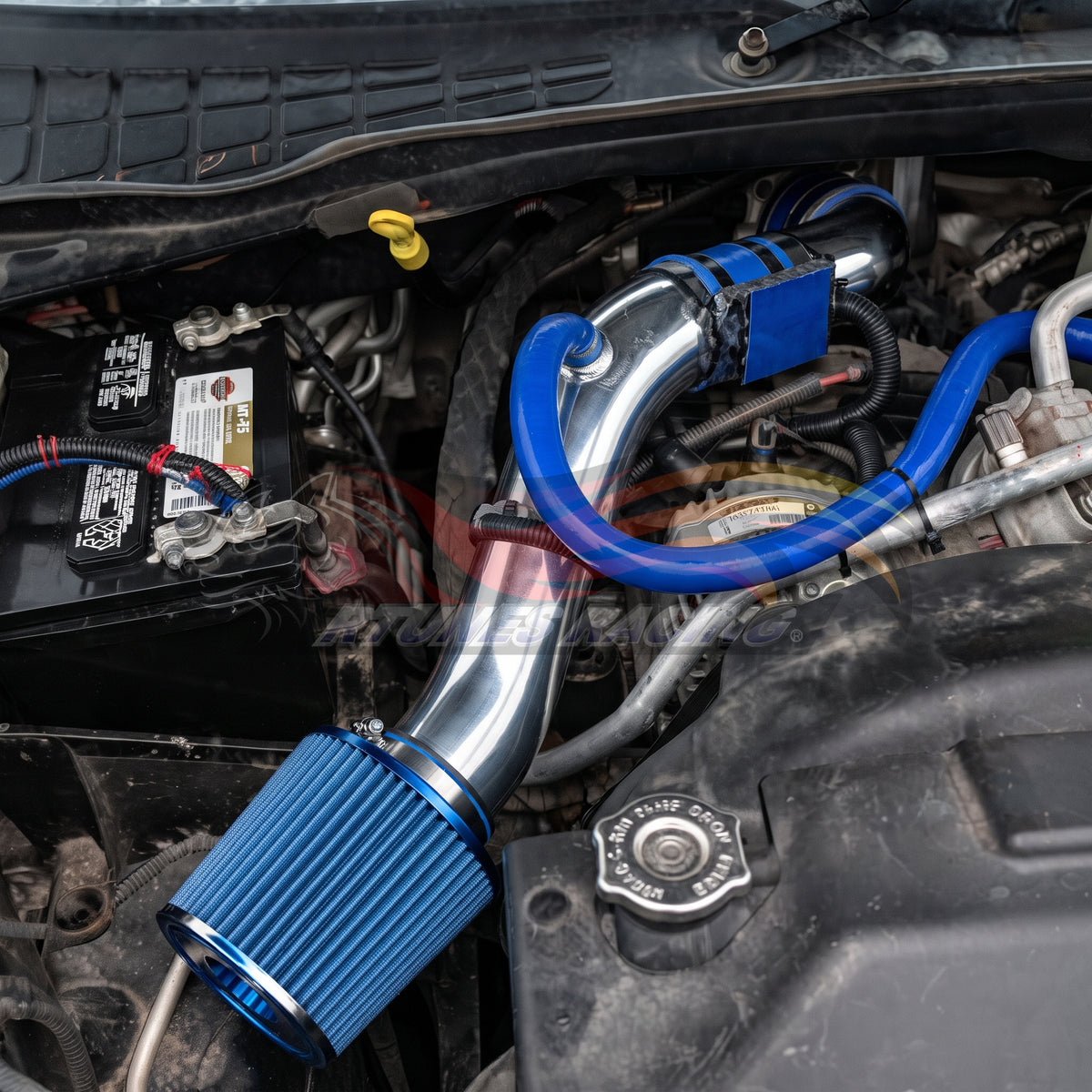 Rtunes Racing CI-DG-12 cold air intake installed in engine bay