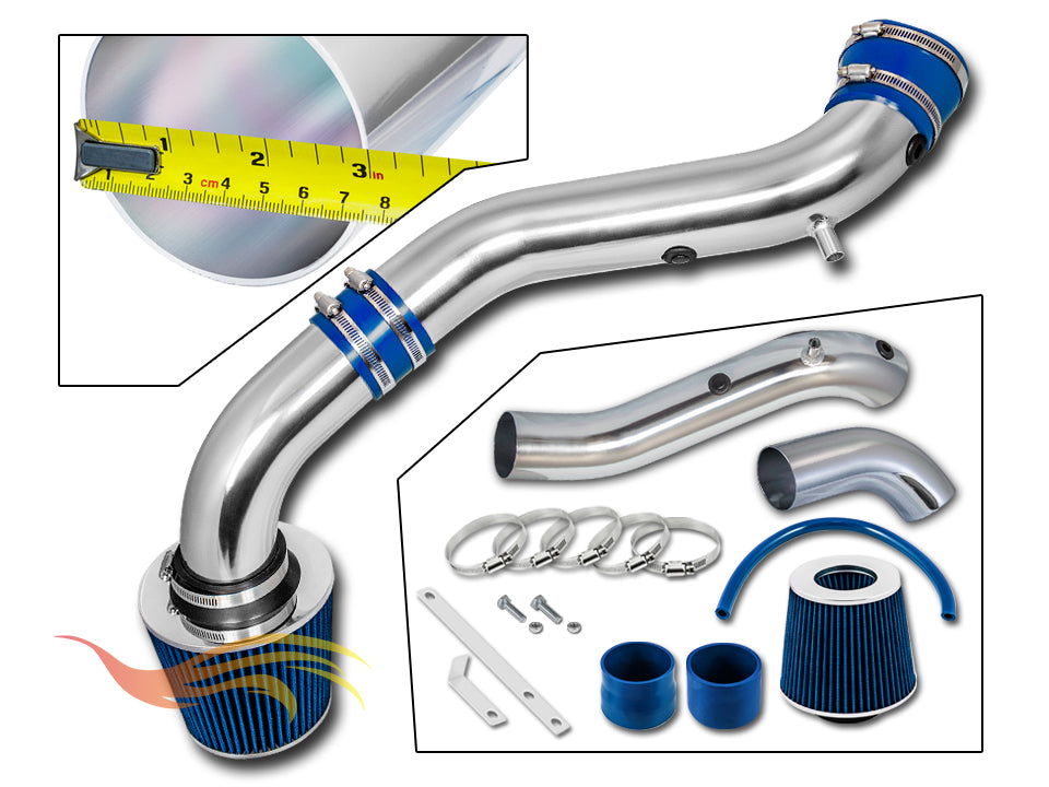 Parts included in the blue CI-DG-12 cold air intake kit for 2004-2009 Dodge Durango 3.7L 4.7L 5.7L V6 V8 – Rtunes Racing