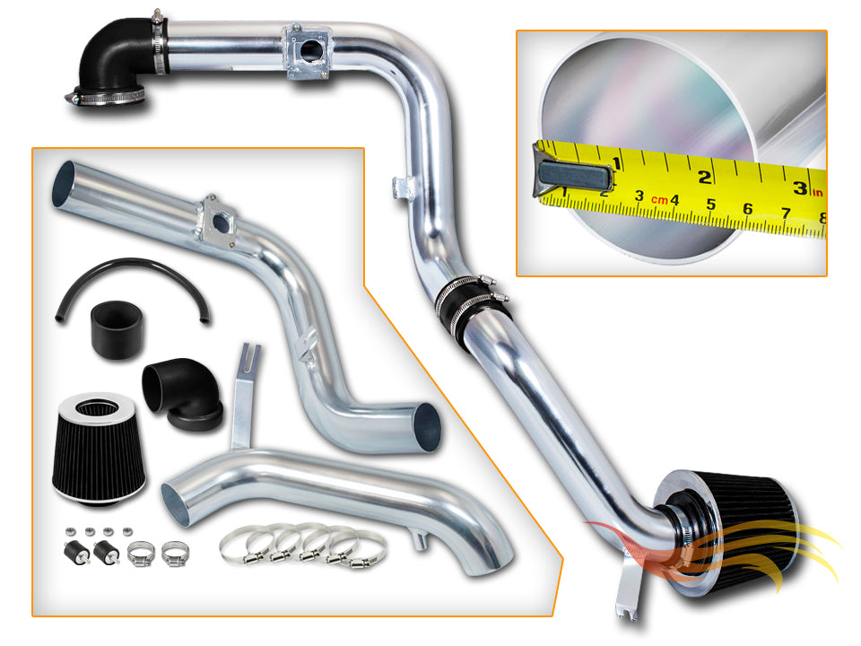 Parts included in the black CI-FD-07 cold air intake kit for 2000-2004 Ford Focus 2.0L – Rtunes Racing
