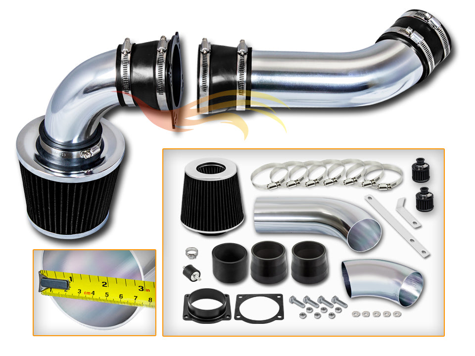 Parts included in the black CI-FD-10 cold air intake kit for 1997-2000 Ford Explorer/Ranger 4.0 SOHC – Rtunes Racing