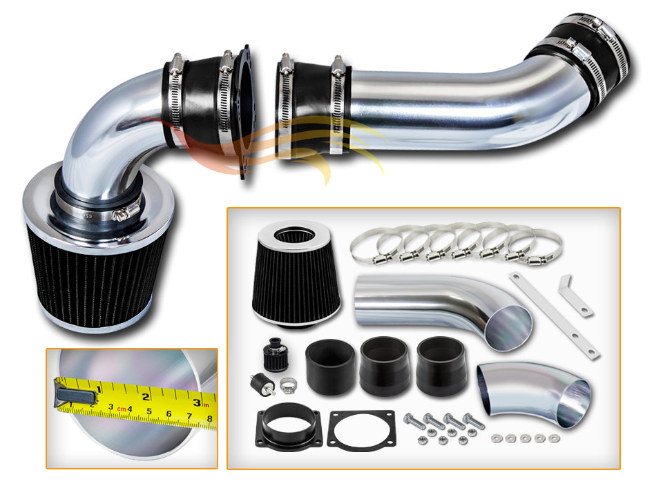 Parts included in the black CI-FD-11 cold air intake kit for 2001-2004 Ford Explorer/Sport Trac/Ranger/B4000 4.0L – Rtunes Racing