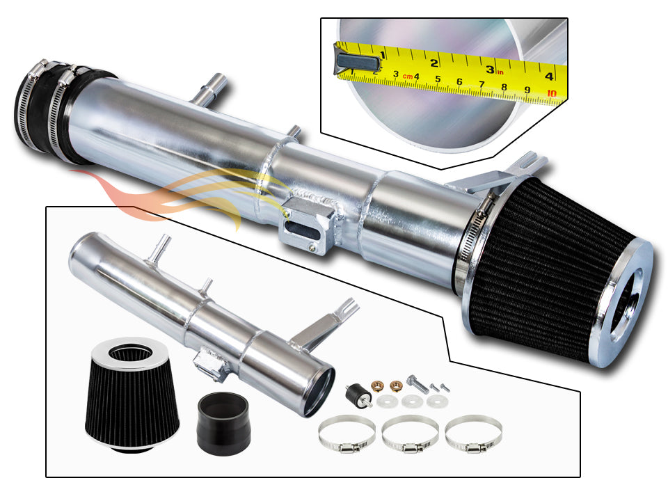 Parts included in the black CI-FD-13 cold air intake kit for 2011-2014 Ford Mustang 3.7L V6 – Rtunes Racing
