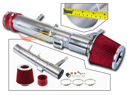 Parts included in the red CI-FD-13 cold air intake kit for 2011-2014 Ford Mustang 3.7L V6 – Rtunes Racing