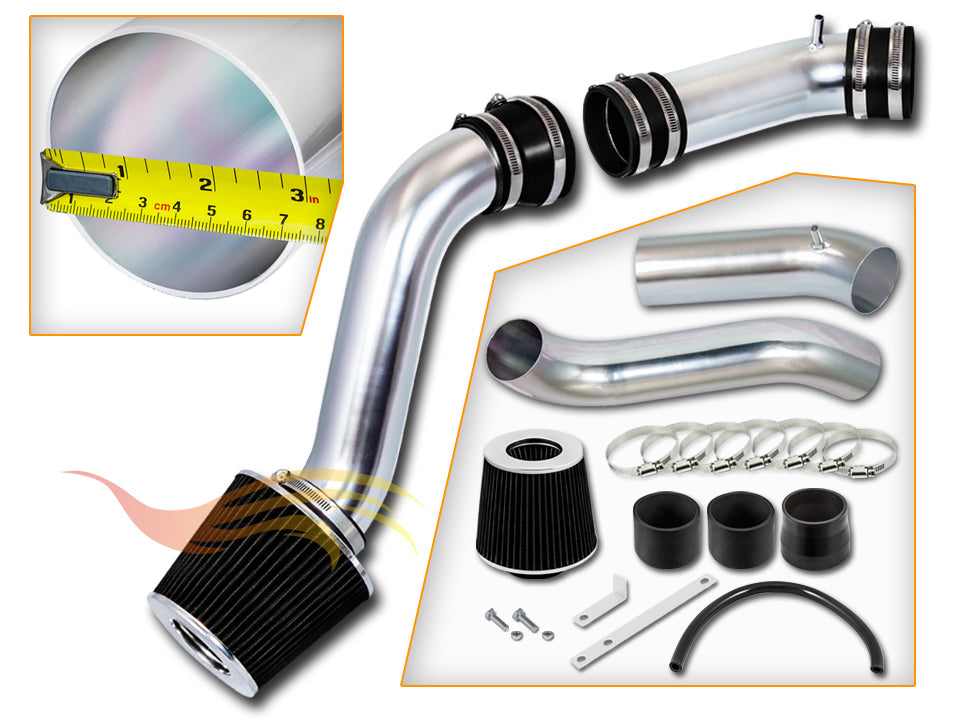 Parts included in the black CI-FD-14 cold air intake kit for 1990-1995 Ford Thunderbird 3.8 Supercharged – Rtunes Racing