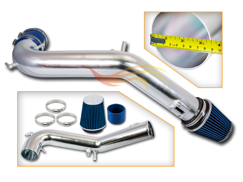 Parts included in the blue CI-FD-16 cold air intake kit for 2015-2017 Ford Mustang 5.0L V8 – Rtunes Racing