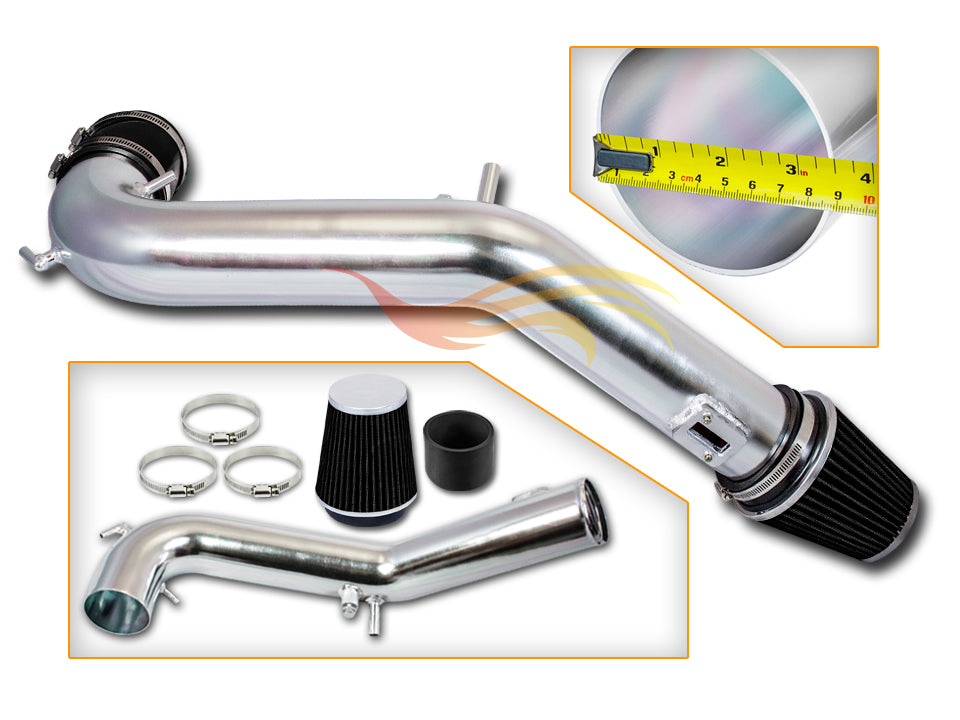Parts included in the black CI-FD-16 cold air intake kit for 2015-2017 Ford Mustang 5.0L V8 – Rtunes Racing