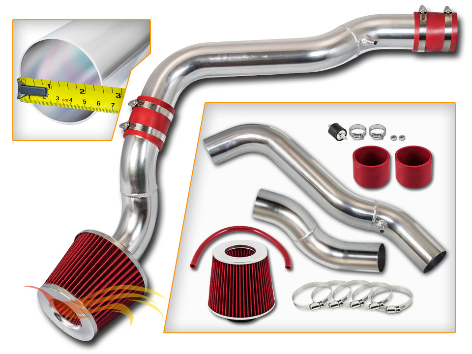 Parts included in the red CI-HD-01 cold air intake kit for 1988-1991 Honda Civic/CRX EX Si 1.6L – Rtunes Racing