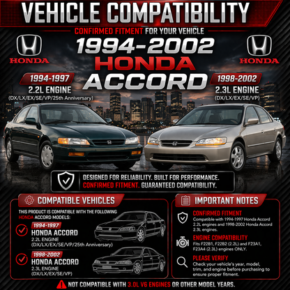 CI-HD-04 cold air intake fitment chart: 1994-2002 Honda Accord, 1997-2001 Prelude 2.2 2.3