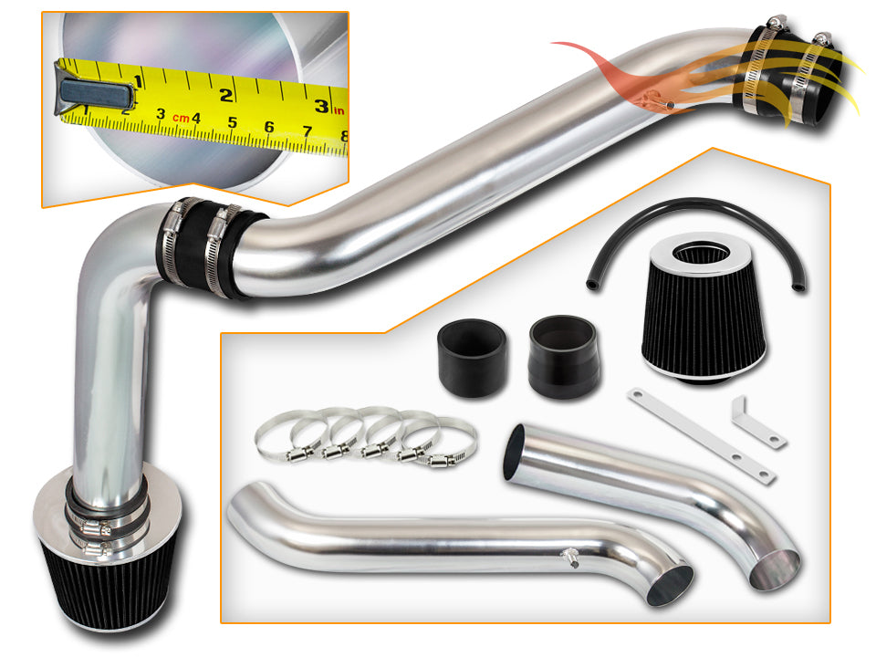Parts included in the black CI-HD-04 cold air intake kit for 1994-2002 Honda Accord, 1997-2001 Prelude 2.2 2.3 – Rtunes Racing