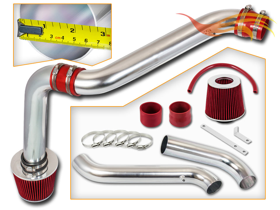 Parts included in the red CI-HD-04 cold air intake kit for 1994-2002 Honda Accord, 1997-2001 Prelude 2.2 2.3 – Rtunes Racing