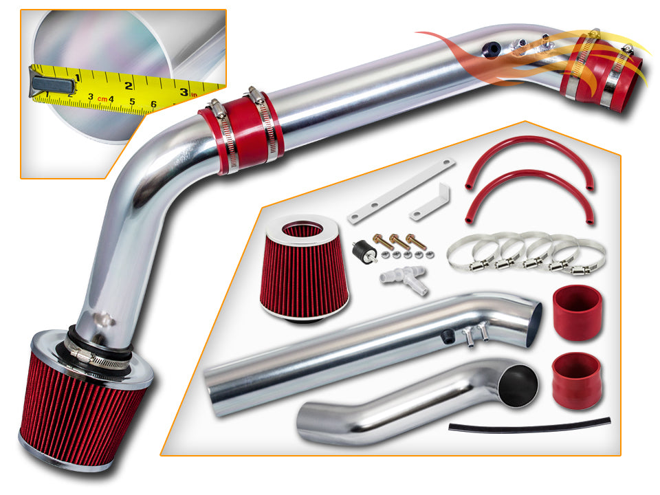 Parts included in the red CI-HD-07 cold air intake kit for 1999-2000 Honda Civic Si/EX/HX 1.6L – Rtunes Racing