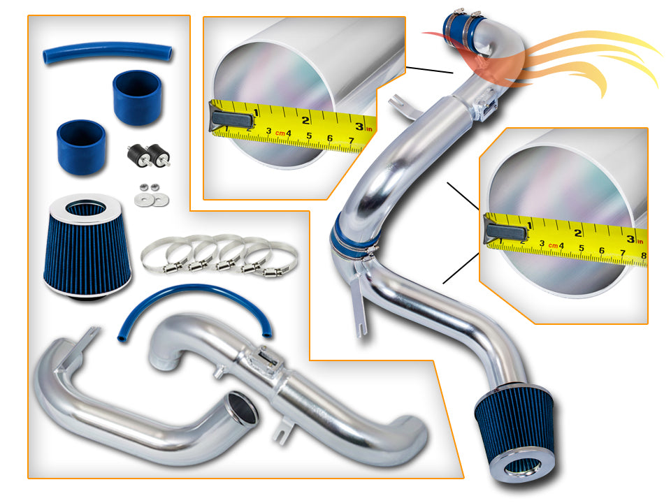 Parts included in the blue CI-HD-14 cold air intake kit for 2006-2011 Honda Civic DX/LX/EX 1.8L – Rtunes Racing