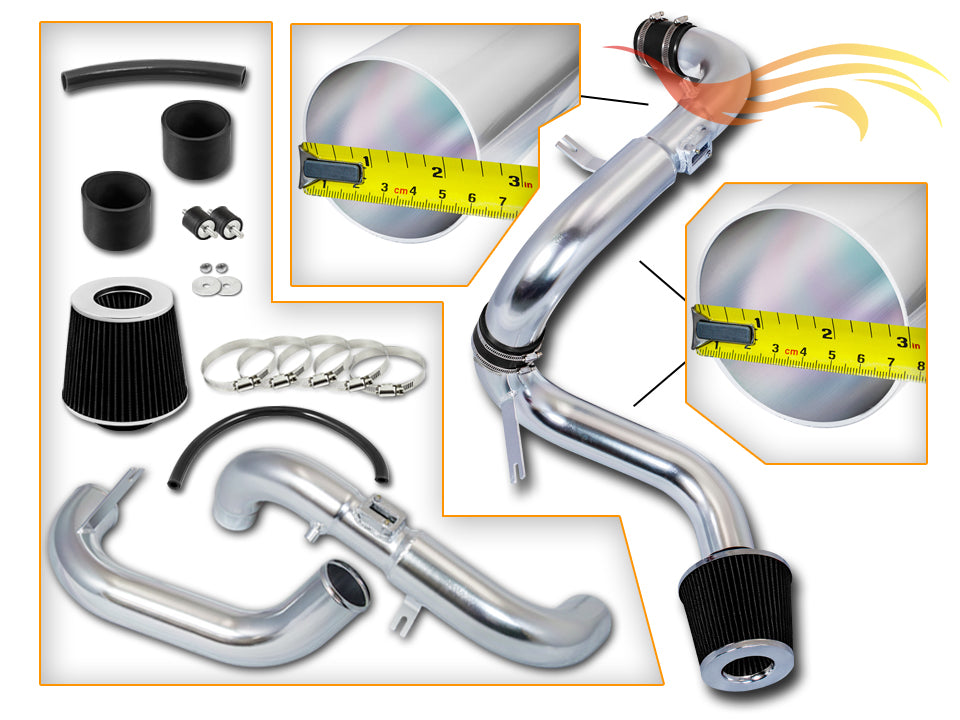 Parts included in the black CI-HD-14 cold air intake kit for 2006-2011 Honda Civic DX/LX/EX 1.8L – Rtunes Racing
