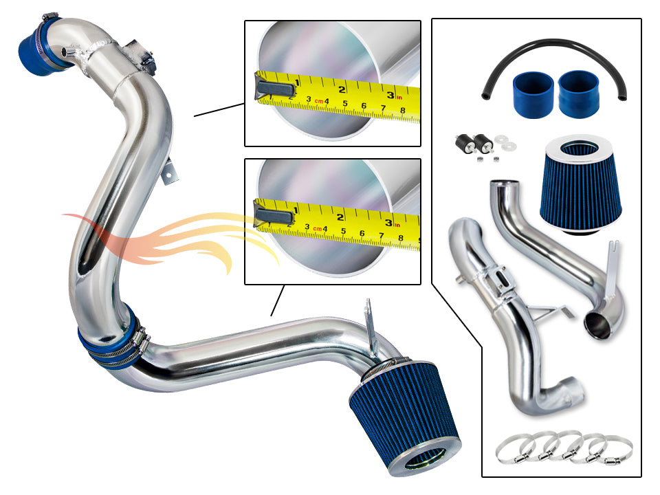 Parts included in the blue CI-HD-17 cold air intake kit for 2012-2015 Honda Civic 1.8L – Rtunes Racing