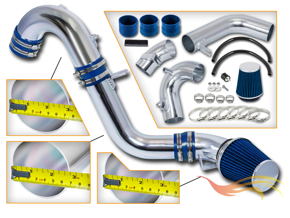 Parts included in the blue CI-HD-19 cold air intake kit for 2012-2015 Civic Si & 13-15 Acura ILX 2.4L – Rtunes Racing