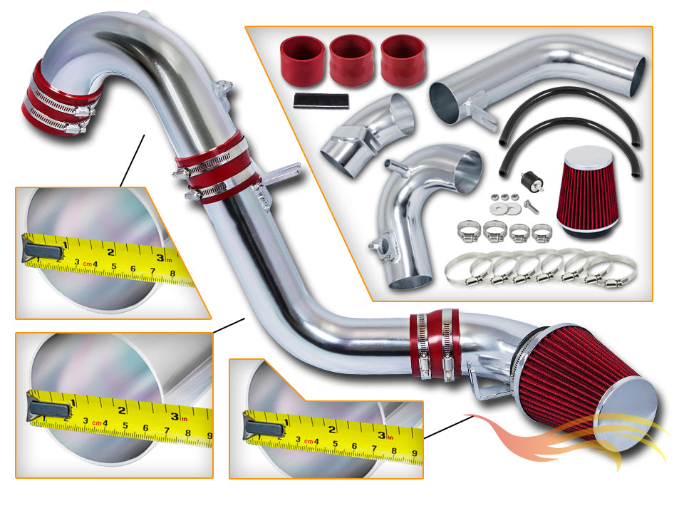 Parts included in the red CI-HD-19 cold air intake kit for 2012-2015 Civic Si & 13-15 Acura ILX 2.4L – Rtunes Racing