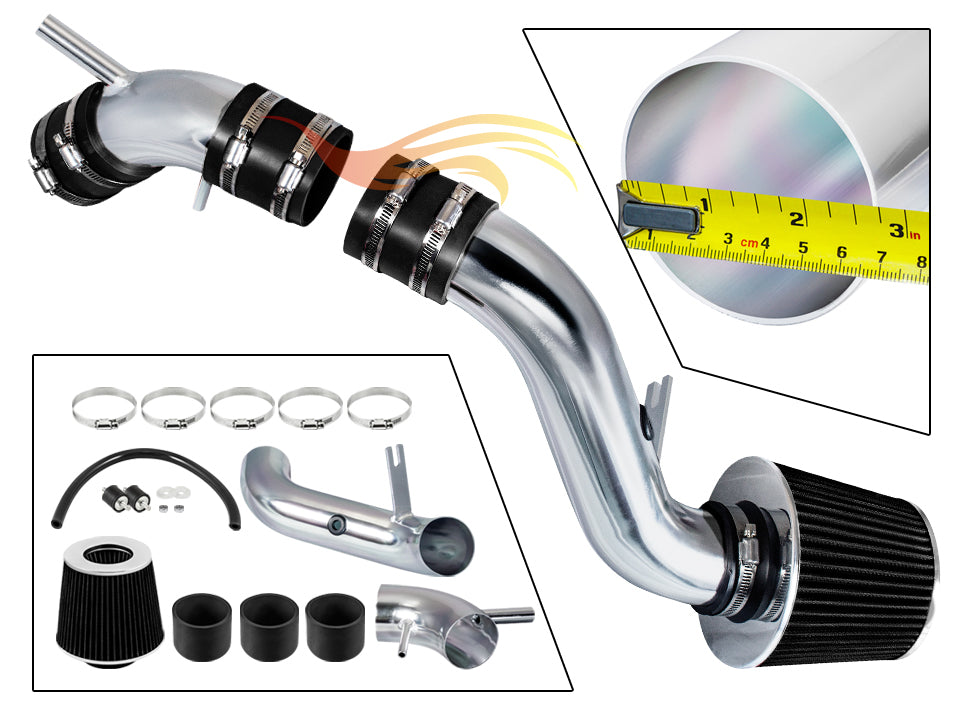 Parts included in the black CI-HY-01 cold air intake kit for 1996-2001 Hyundai Tiburon, Elantra – Rtunes Racing