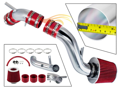Parts included in the red CI-HY-01 cold air intake kit for 1996-2001 Hyundai Tiburon, Elantra – Rtunes Racing