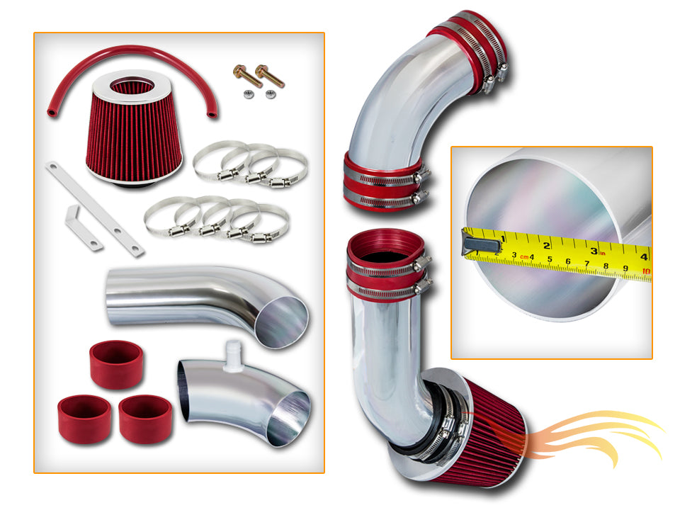 Parts included in the red CI-HY-03 cold air intake kit for 2009-2011 Hyundai Genesis 3.8 V6 Sedan ONLY – Rtunes Racing