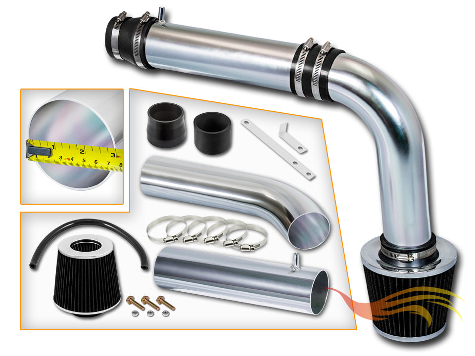 Parts included in the black CI-HY-05 cold air intake kit for 2011-2017 Hyundai Veloster, Accent, Kia Rio 1.6L – Rtunes Racing